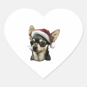 Adesivo Coração Chihuahua Felry Natal X-Mas Tree Cute