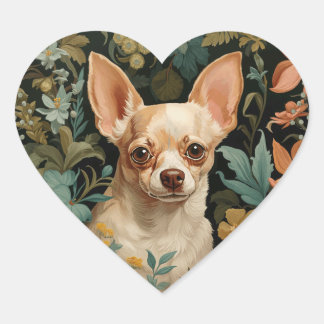 Adesivo Coração Chihuahua in the Style of William Morris
