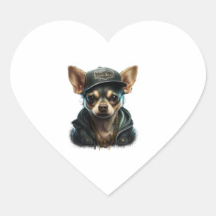 Adesivo Coração Chihuahua Legal Cachorro Rap-Salto Gangster