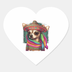 Adesivo Coração Chihuahua Mexico Cinco de Mayo Funny Dog