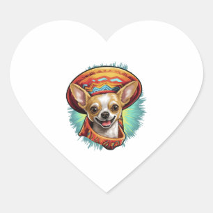 Adesivo Coração Chihuahua Mexico Cinco de Mayo Funny Dog
