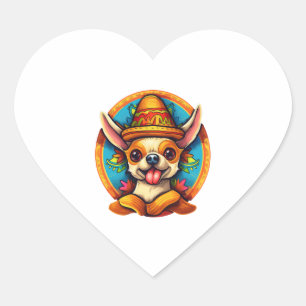 Adesivo Coração Chihuahua Mexico Cinco de Mayo Funny Dog