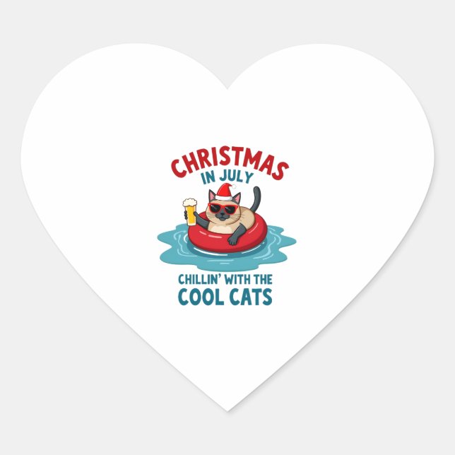 Adesivo Coração Christmas In July Daddy Mommy Chillin With The Sia (Frente)