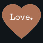Adesivo Coração Christmas Love Terracotta<br><div class="desc">Vestígios festivos de Natal elegantes, selagem ou adesivo de presente com o texto "Amor" em tipografia de na moda chic sobre fundo de terracota. Perfeito para seus presentes de Natal, enviando e enviando pacotes festivos para pequenas empresas. Se precisar de ajuda ou produtos correspondentes, entre em contato conosco através da...</div>