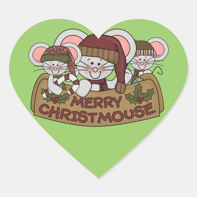 Adesivo Coração Christmouse alegre (Frente)