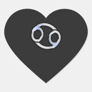 Adesivo Coração Chrome Like Cancer Sinal Zodiac em Preto