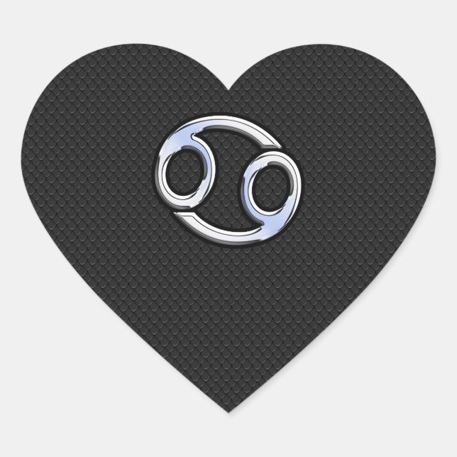 Adesivo Coração Chrome Like Cancer Sinal Zodiac em Preto (Frente)