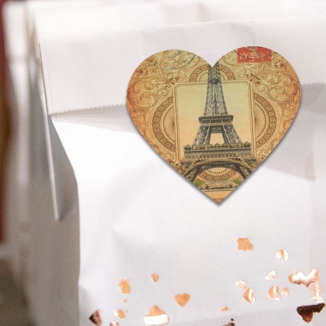 Adesivo Coração cidade moderna francesa paris eiffel torre (french country modern vintage paris eiffel tower heart sticker)