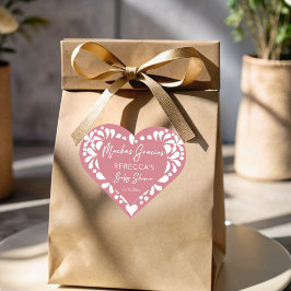 Adesivo Coração Cielito lindo cor-de-rosa poeirado chá de fraldas 