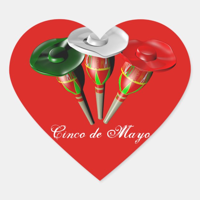 Adesivo Coração Cinco de mayo ,fiesta mexicano (Frente)