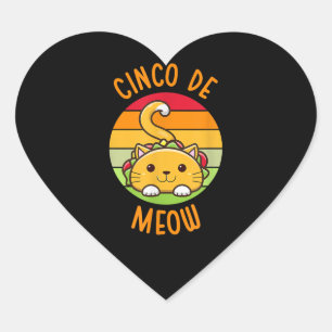 Adesivo Coração Cinco De Meow Cinco De Mayo Tacos Engraçados Cat 