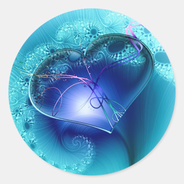 Adesivo Coração Cinza Azul Turquesa (Frente)