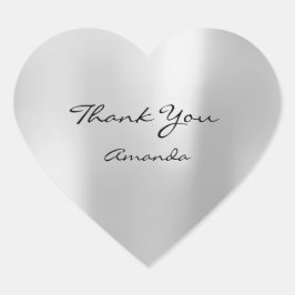 Adesivo Coração Cinza de prata Beleza Nome Obrigado de coração noi