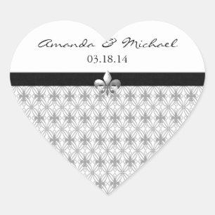 Adesivo Coração Cinza Personalizada Fleur de Lis Heart Stickers
