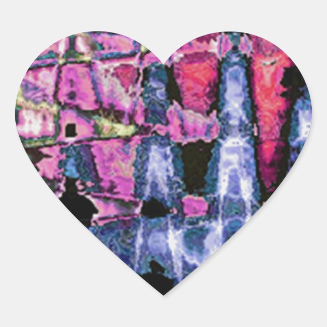 Adesivo Coração Cinzas de Cinza Roxo bonito e Aquarelas Negras (Frente)