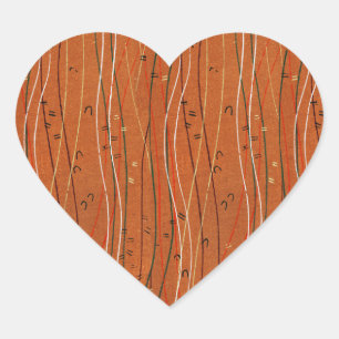 Adesivo Coração Cinzas Vermelhas Ondas: Arte Abstrato Japonesa Mod