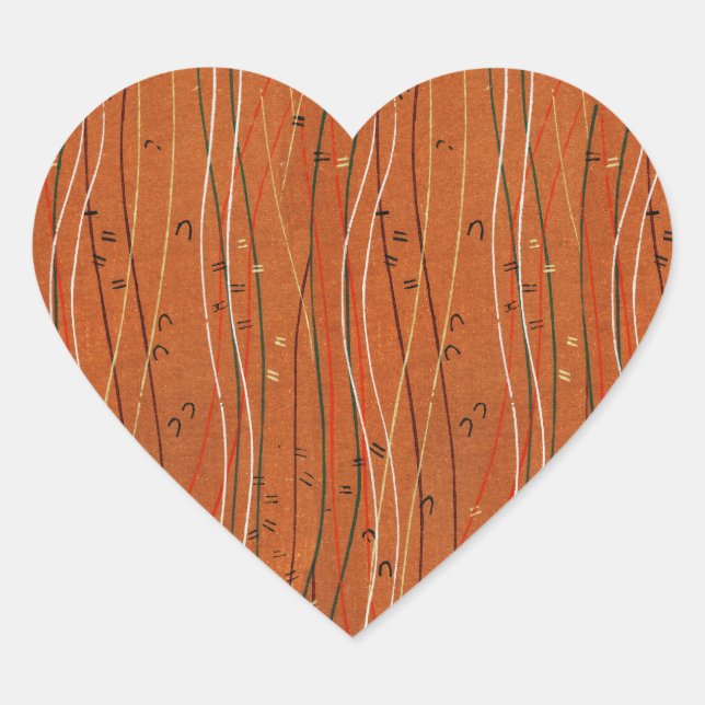 Adesivo Coração Cinzas Vermelhas Ondas: Arte Abstrato Japonesa Mod (Frente)