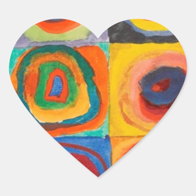 Adesivo Coração Círculos Concentrados Quadrados de Kandinsky (Frente)