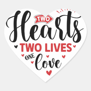 Adesivo Coração Citação de Dois Corações Um Amor