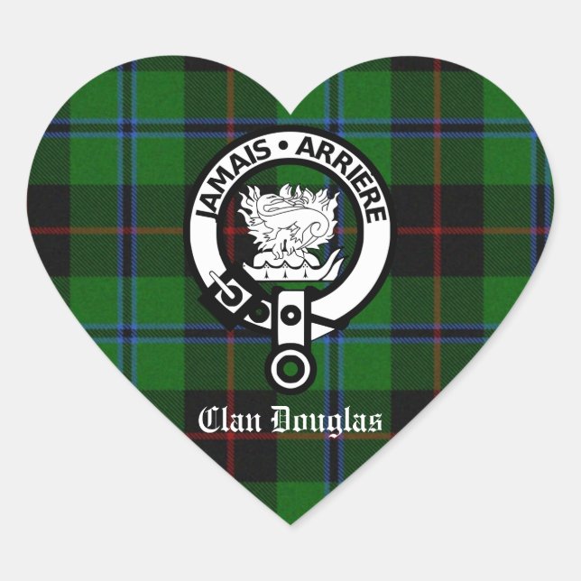 Adesivo Coração Clan Douglas Tartan Crest (Frente)