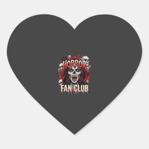 Adesivo Coração Clube de Fã de Terror de Halloween Caveira de Vamp