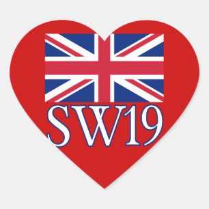 Adesivo Coração Código postal Londres SW19 com Union Jack