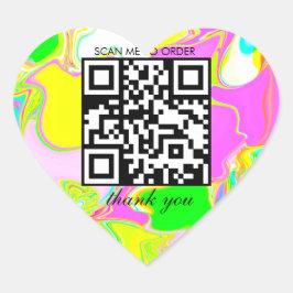 Adesivo Coração Código QR de Agradecimento Loja de Compras Boutiqu