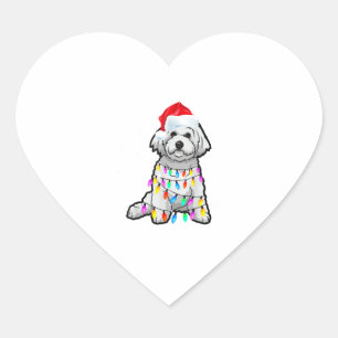 Adesivo Coração Coincidência de Natal Pajama Camisa Bichon Frise D