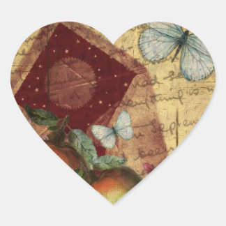 Adesivo Coração Colagem de Borboletas Vintage Keepsasasaame