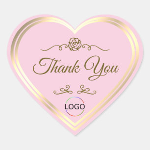 Adesivo Coração Colar rosa com quadro e logotipo Dourados Obrigado