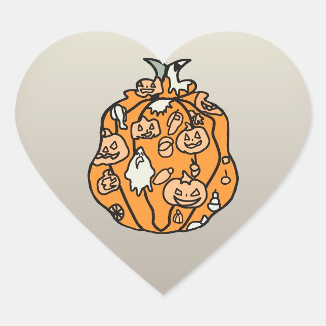 Adesivo Coração Colchões de Abóbora e Tratamentos de Halloween (Frente)