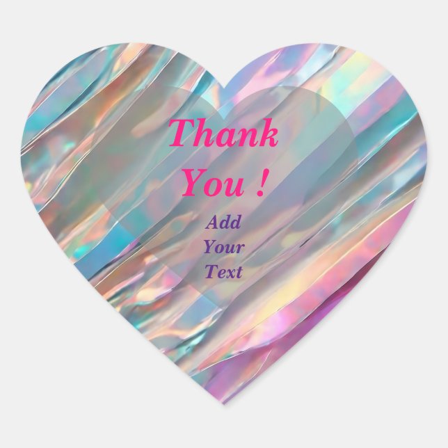 Adesivo Coração Coleção Glitter Opal Holográfico Tendência (Frente)