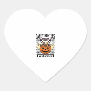 Adesivo Coração Coletor de Doces de Halloween Gravura Vintage Abób