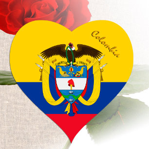 Adesivo Coração Colombia Heart Sticker, Patriotic Colombian Flag