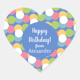 Adesivo Coração Colorful Happy Birthday from Name Blue