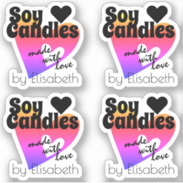 Adesivo Coração Colorida Arco-Íris Feita com Velas de Soja