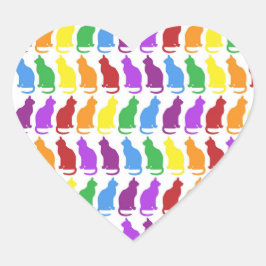 Adesivo Coração Colorido Rainbow Cats Sticker