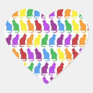 Adesivo Coração Colorido Rainbow Cats Sticker