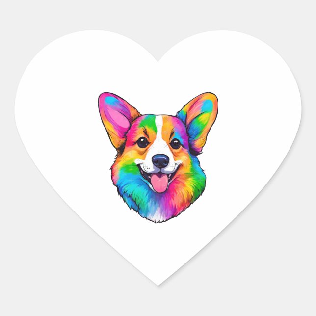 Adesivo Coração Colorir Corgi (Frente)