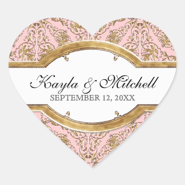 Adesivo Coração Coluna Preta Elegance 2, Ouro Correspondente Selo  (Frente)