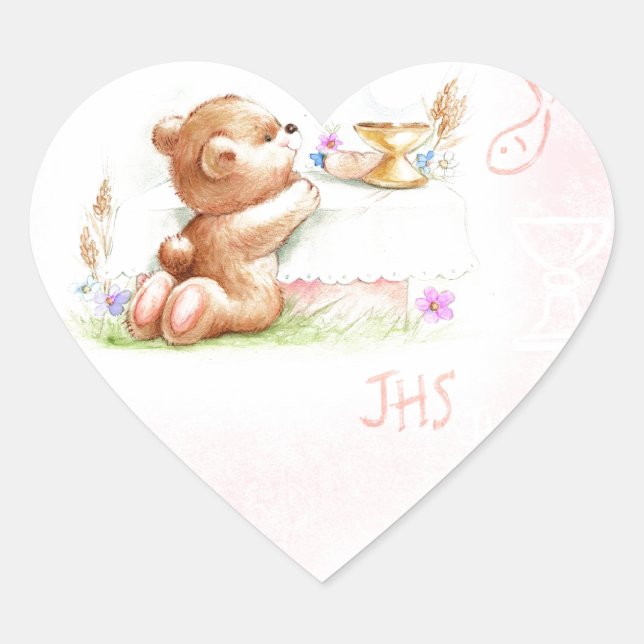 Adesivo Coração comunhão para menina (Frente)