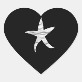 Adesivo Coração Concha de mar preta-cinza-branca casamento casual