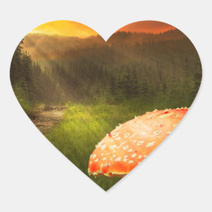 Adesivo Coração Configurando o Sun do outono.