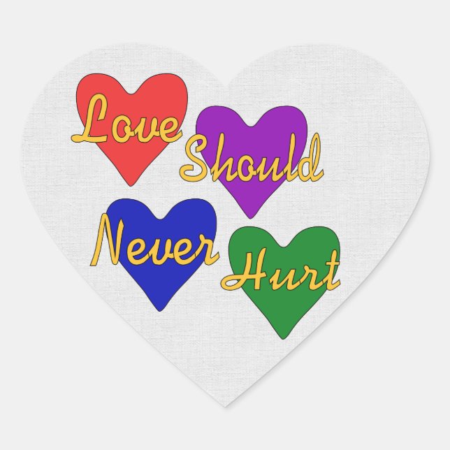 Adesivo Coração Consciência da violência doméstica (Frente)