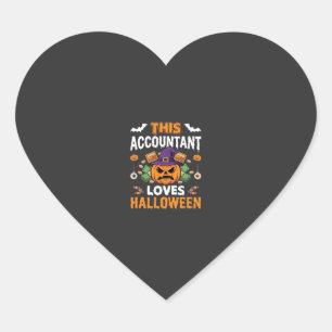 Adesivo Coração Contador Ama Abóbora de Halloween do Guarda-Livros