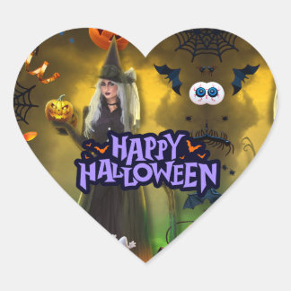 Adesivo Coração Convite de aniversário de Halloween Espetacular