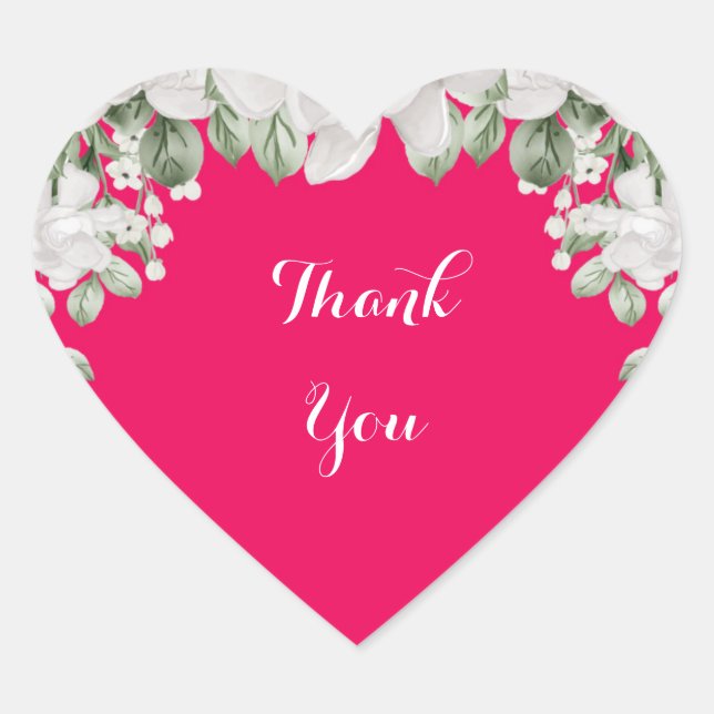 Adesivo Coração convite de chá de noiva rosa fúcsia (Frente)