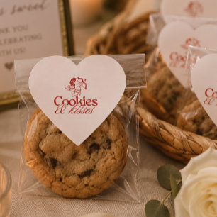 Adesivo Coração Cookies & Kisses   Selos de Favor de Biscoito de C
