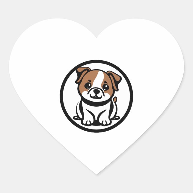 Adesivo Coração Cópia de cão simplesmente fofa (Frente)