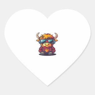 Adesivo Coração Coquette Highland Cow Bubblegum Tshirt Design, Hol